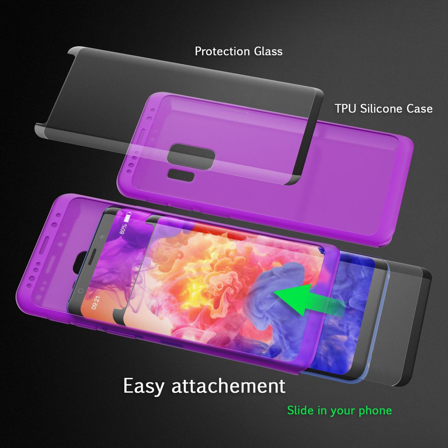 NALIA 360 Grad Handy Hülle für Samsung Galaxy S9, Full Cover Case Silikon Bumper