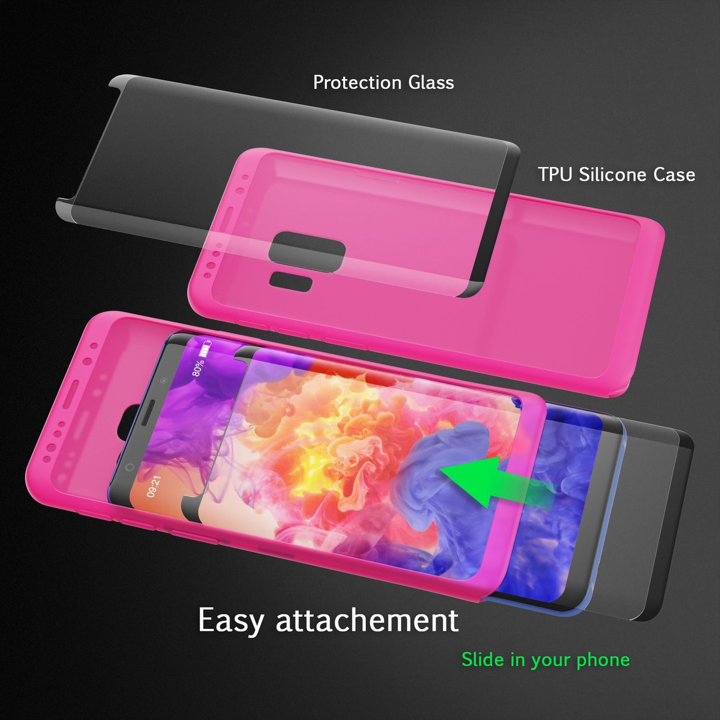 NALIA 360 Grad Handy Hülle für Samsung Galaxy S9, Full Cover Case Silikon Bumper