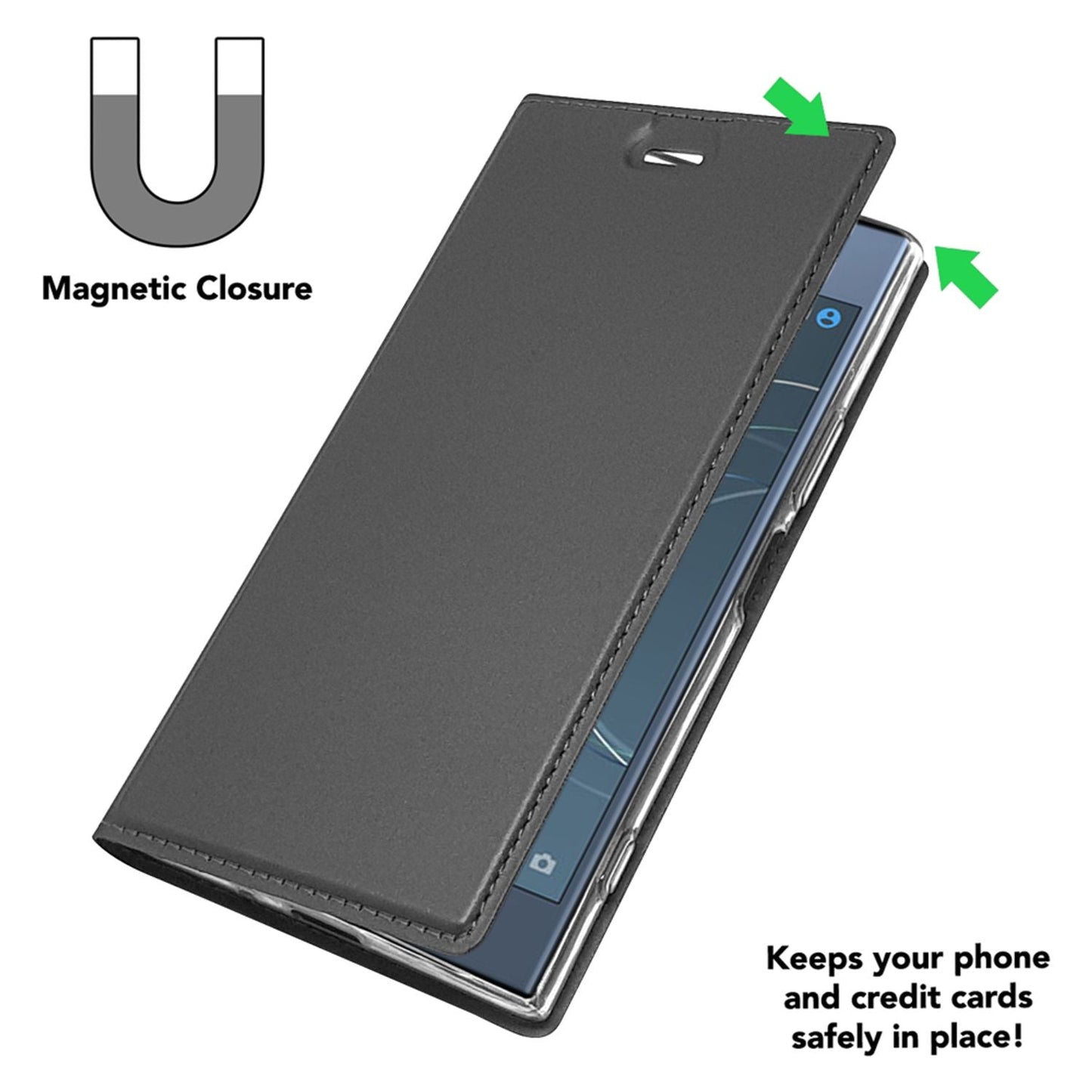 Sony Xperia XZ1 Flip hulstur frá NALIA, Þunnt standandi símahulstur sem verndar