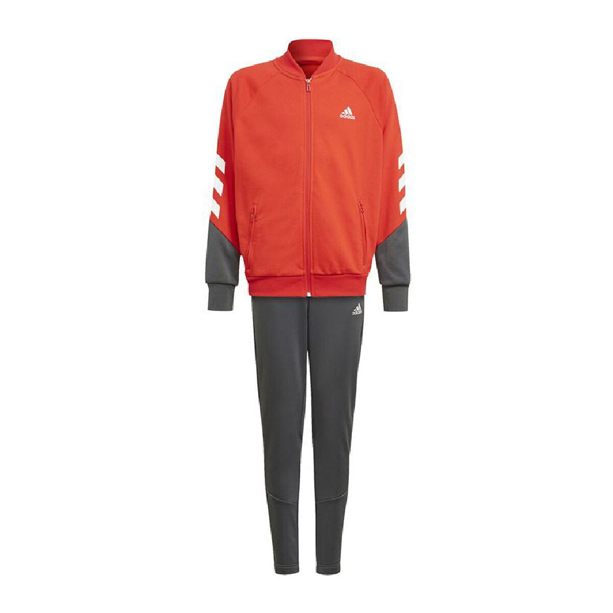 Adidas Training XFG 3 Stripes Kinder-Trainingsanzug in Rot und Dunkelgrau