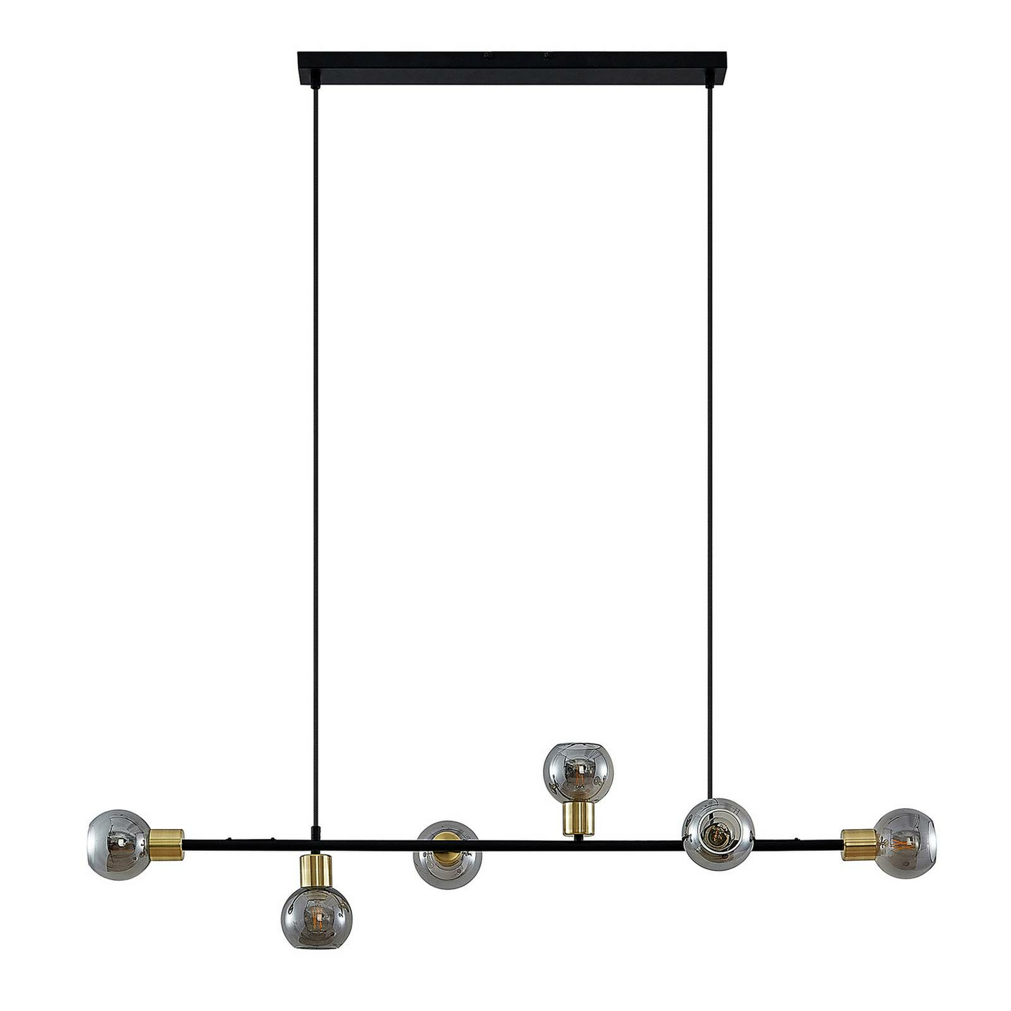 B-Ware Lindby Biscala Led Pendellampe Hängelampe Deckenlampe E14 Schwarz Messing Rauch