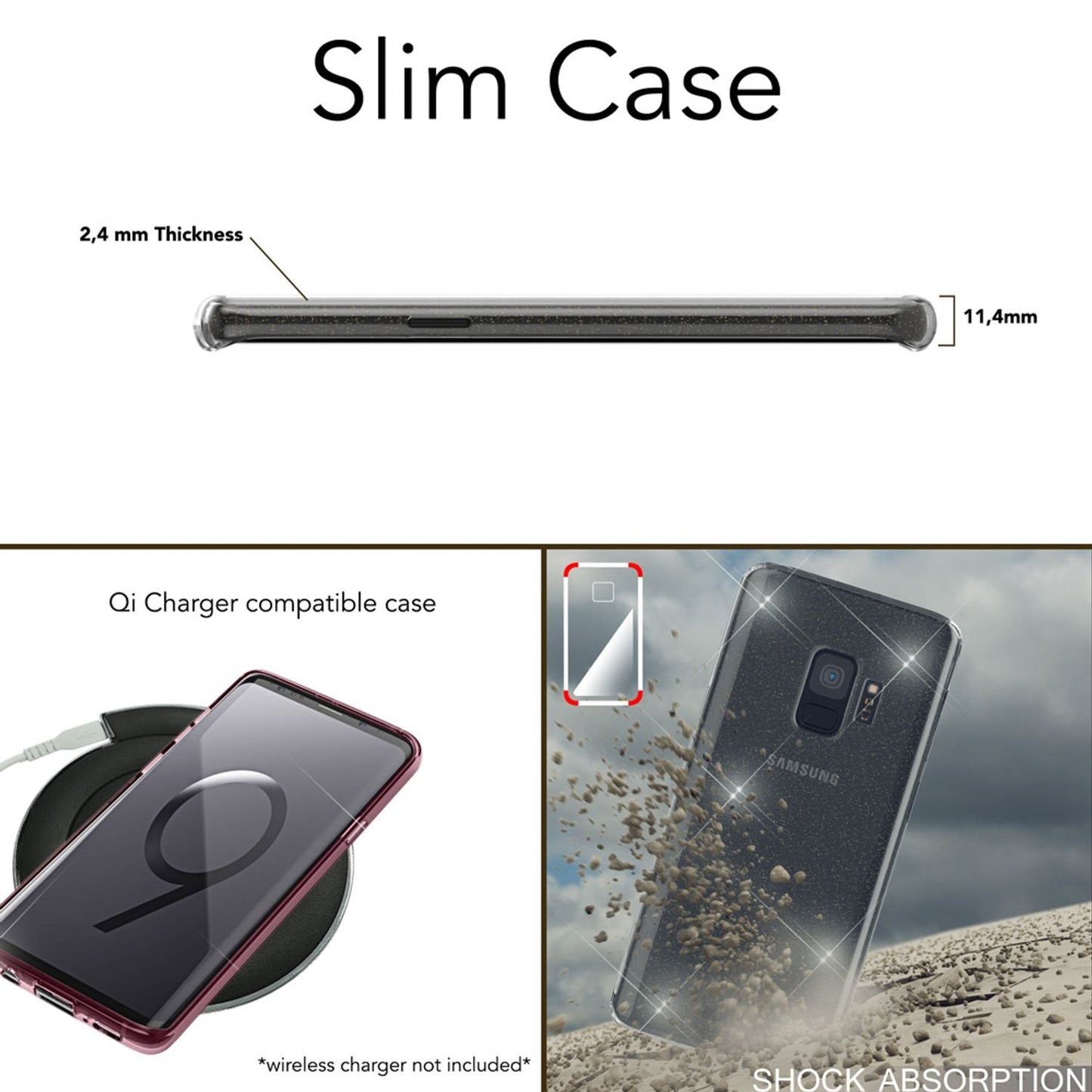 NALIA Glitter Phone Case for Samsung Galaxy S9, Glitter Silicone Case Cover