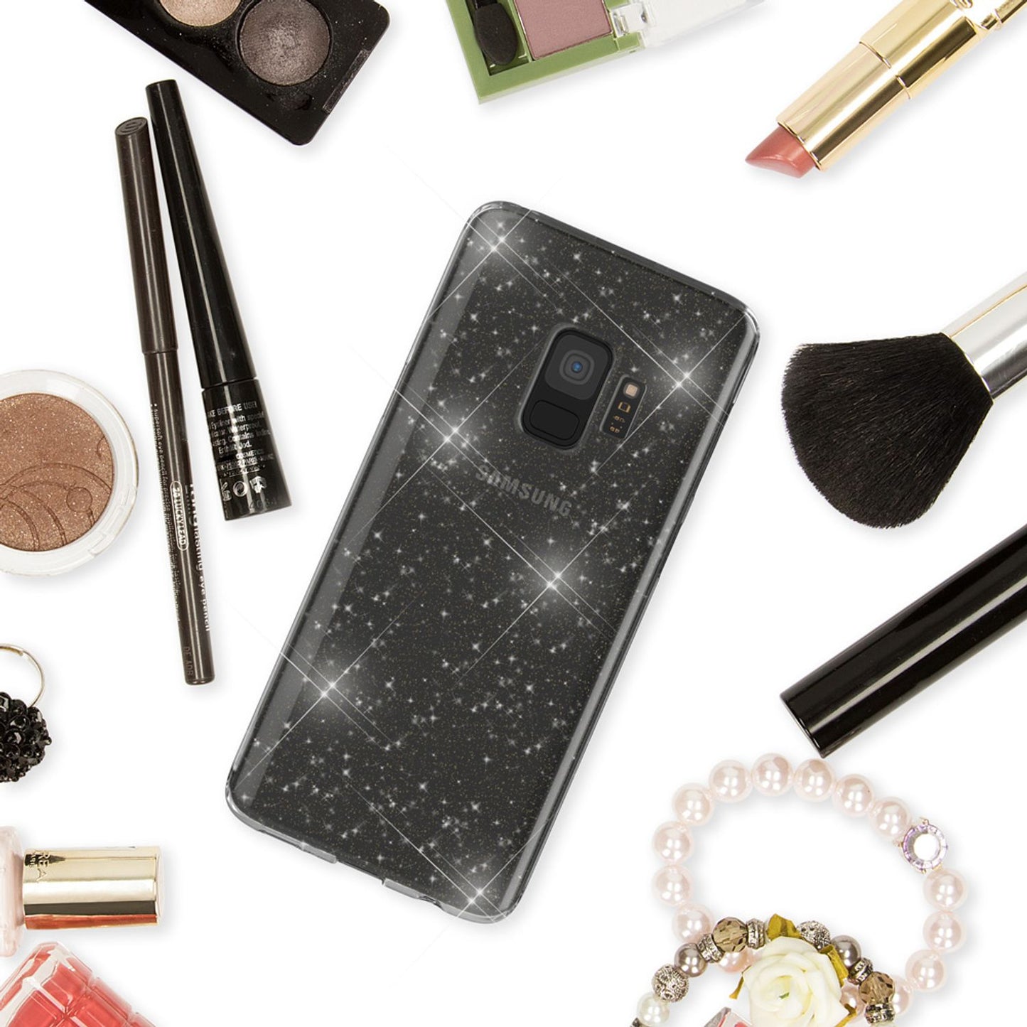 NALIA Glitter Phone Case for Samsung Galaxy S9, Glitter Silicone Case Cover