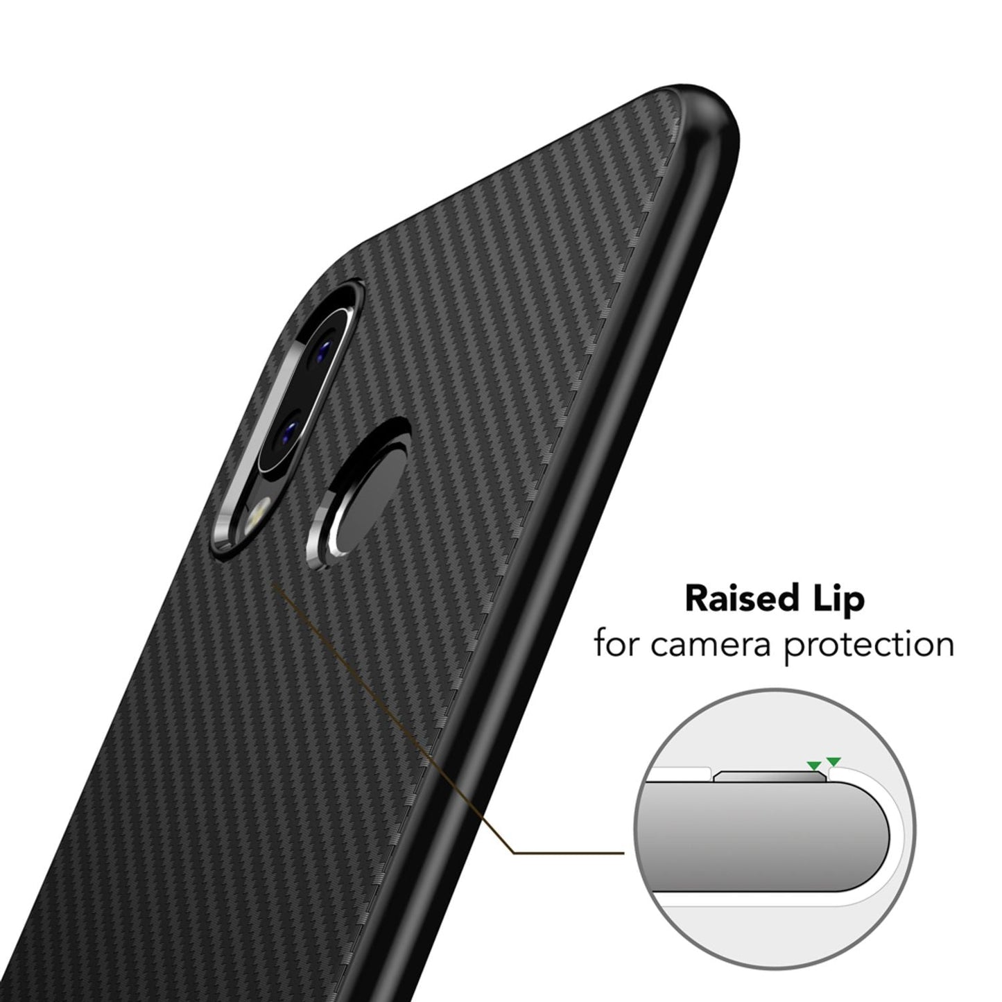 Huawei P20 Lite Phone Case by NALIA, Slim Soft Silicone Case, Thin Carbon Look