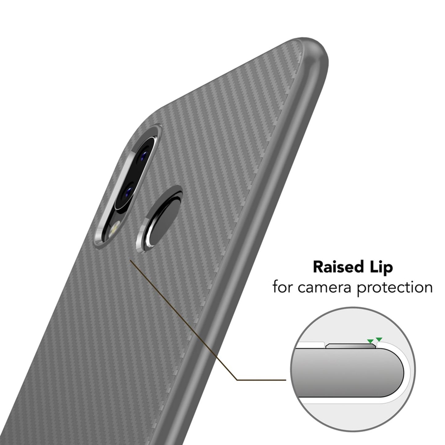 Huawei P20 Lite Phone Case by NALIA, Slim Soft Silicone Case, Thin Carbon Look