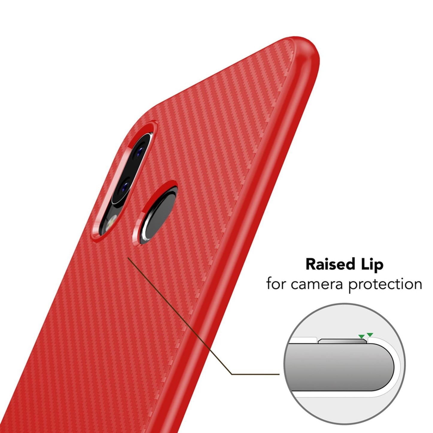 Huawei P20 Lite Phone Case by NALIA, Slim Soft Silicone Case, Thin Carbon Look