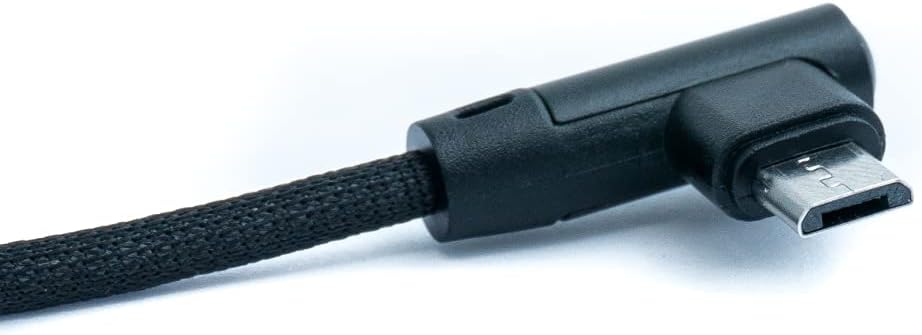 SYSTEM-S Micro USB snúra 90° rétthyrnd tengi í USB 2.0 Tegund A 90° rétthyrnd gagnasnúra hleðslusnúra 20 cm í svörtu