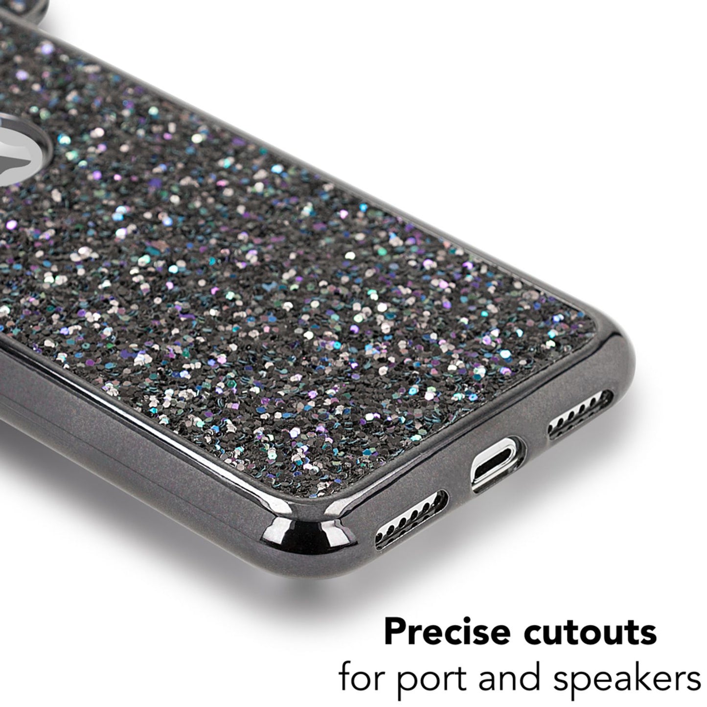 NALIA hulstur fyrir iPhone XS Max, glitrandi þunnt símahulstur með músaeyrum