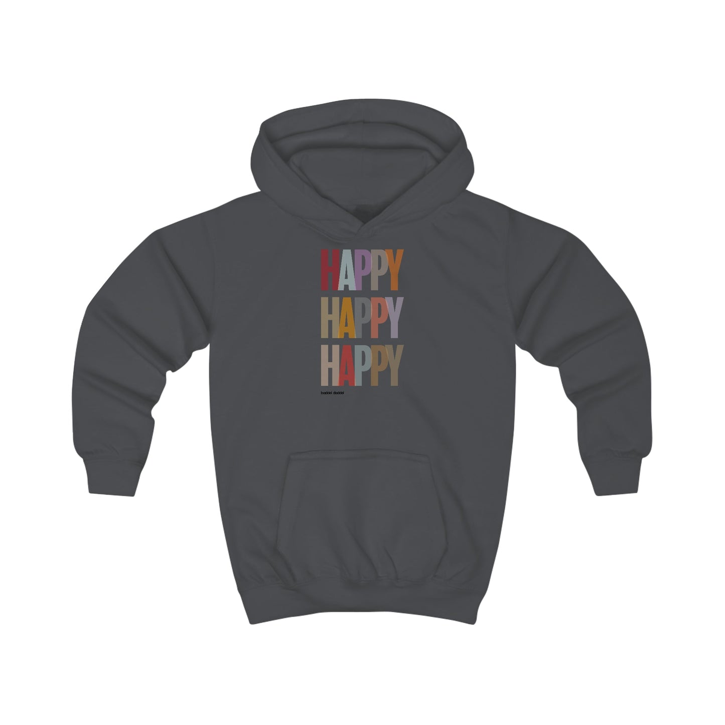 Kids Hoodie von baddel daddel – "Happy" Motiv für Alltagsfreude