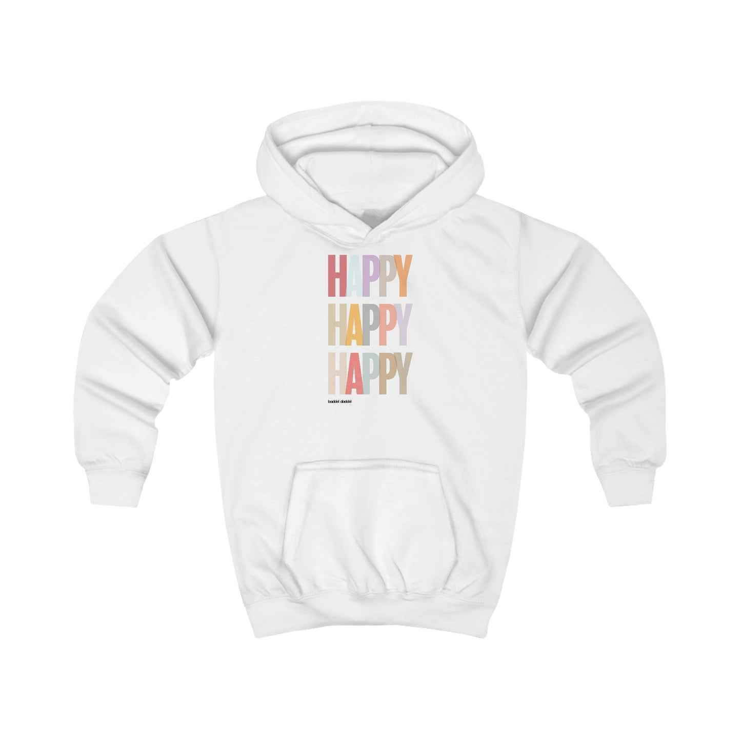 Kids Hoodie von baddel daddel – "Happy" Motiv für Alltagsfreude