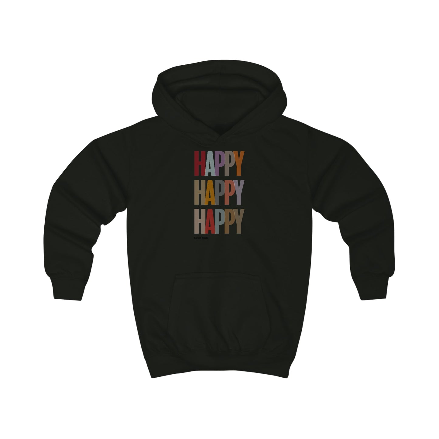 Kids Hoodie von baddel daddel – "Happy" Motiv für Alltagsfreude