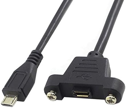 SYSTEM-S Micro USB Panel Mount Micro USB male to Micro USB female with Screw Nuts 50cm