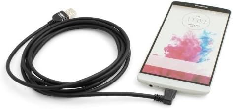 SYSTEM-S Micro USB 2.0 snúra með 90 gráðu horntengi (vinstri/karl) gagnasnúra og hleðslusnúra 140 cm