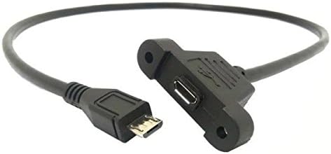 SYSTEM-S Micro USB Panel Mount Micro USB male to Micro USB female with Screw Nuts 50cm