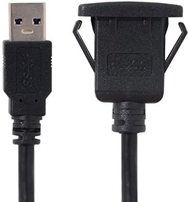 SYSTEM-S USB A 3.0 kvenkyns í USB A 3.0 karlkyns framlengingarsnúra með spjaldtengi, 100 cm