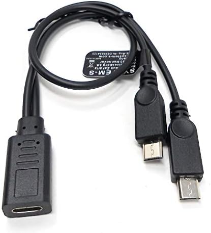 SYSTEM-S USB 3.1 Y cable 25 cm Type C female to 2x 2.0 Micro B male in black