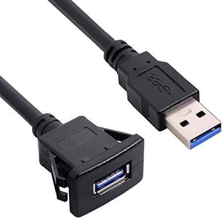 SYSTEM-S USB A 3.0 kvenkyns í USB A 3.0 karlkyns framlengingarsnúra með spjaldtengi, 100 cm