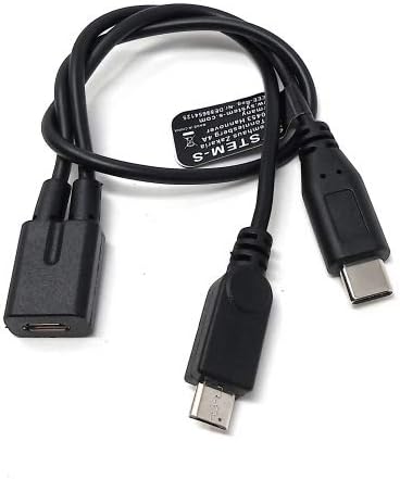 SYSTEM-S USB 2.0 Y Kabel 25 cm Micro B Buchse zu Typ C und Micro B Stecker
