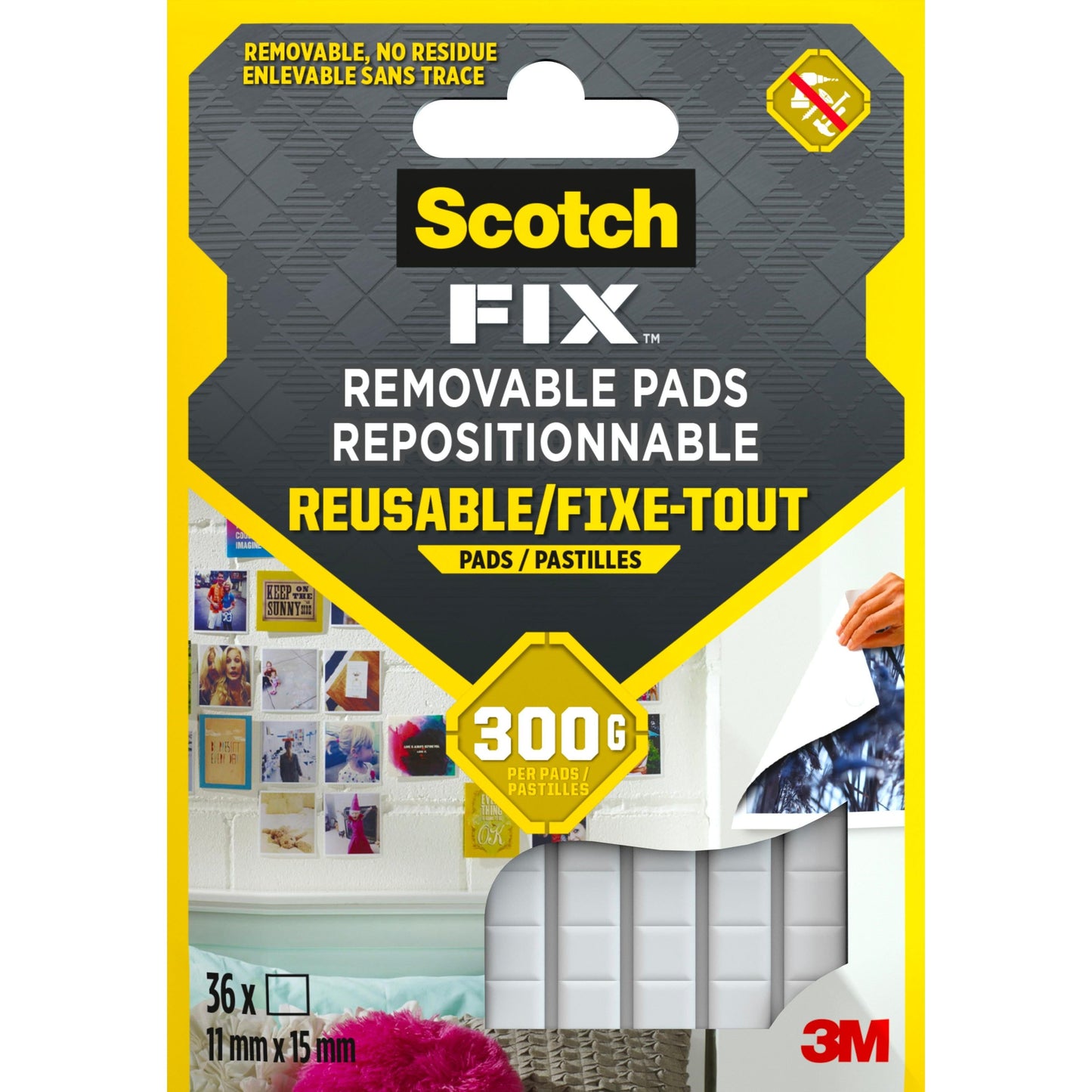 Scotch-FIX™ Ablösbare Klebepads 301008C36-P, 11 mm x 15 mm, 36 Stück/Packung  | Packung (1 Stück)