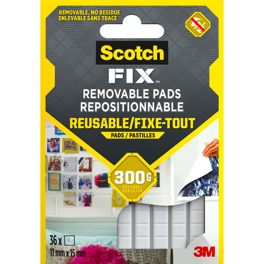 Scotch-FIX™ Ablösbare Klebepads 301008C36-P, 11 mm x 15 mm, 36 Stück/Packung  | Packung (1 Stück)