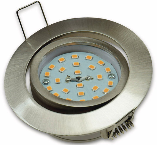 Chilitec LED innfelld loftljós í B-flokki, flatt ljós, ryðfrítt stál, 3 stykki