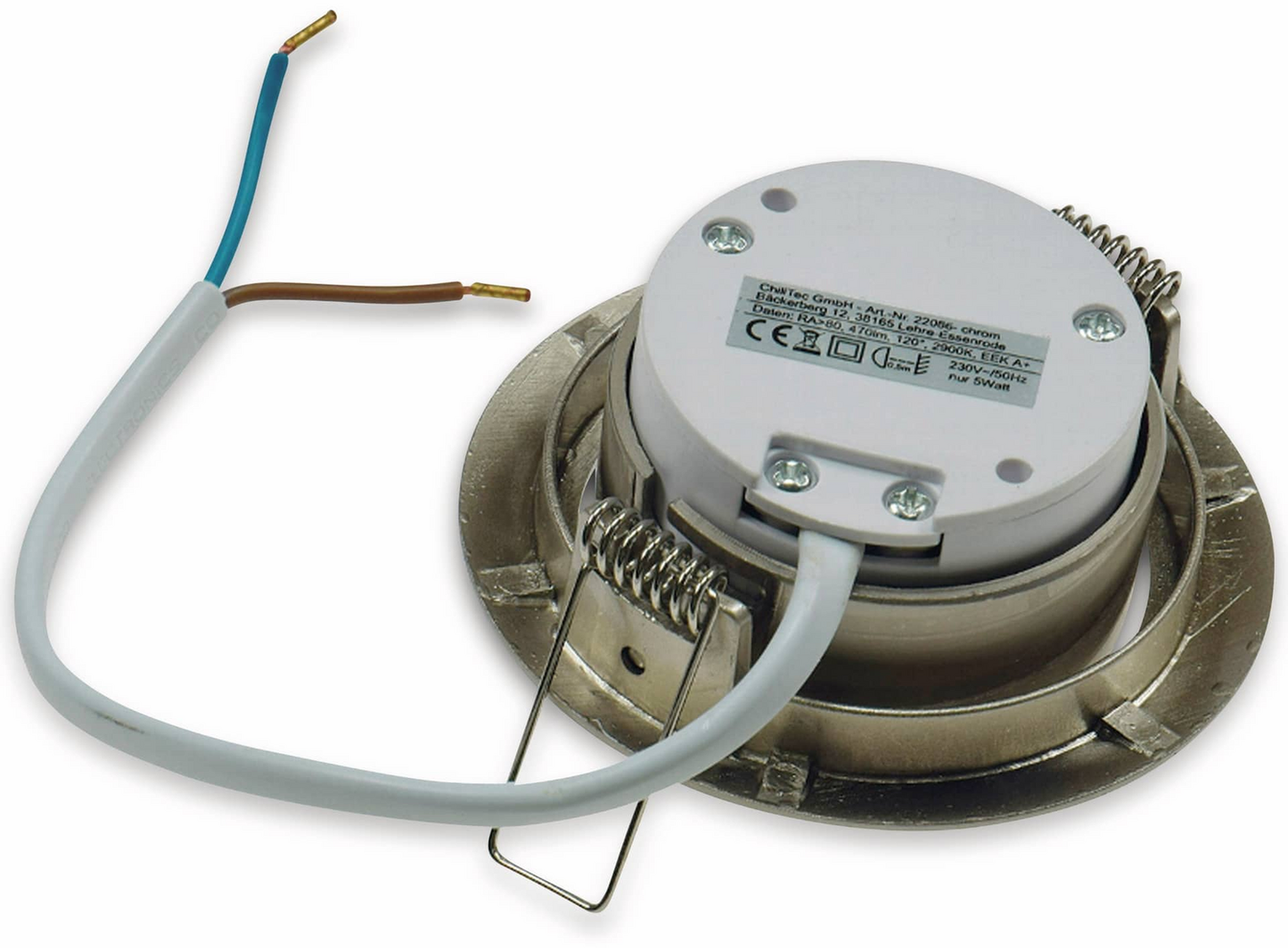 Chilitec LED innfelld loftljós í B-flokki, flatt ljós, ryðfrítt stál, 3 stykki