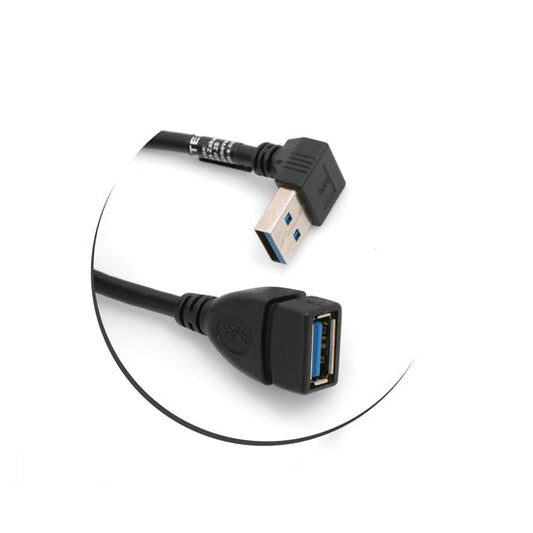 SYSTEM-S USB 3.0 Typ A Kabel (male) 90° gewinkelt Abwärts Winkel auf USB 3.0 Typ A (female) Ladekabel Datenkabel Verlängerungskabel 23 cm