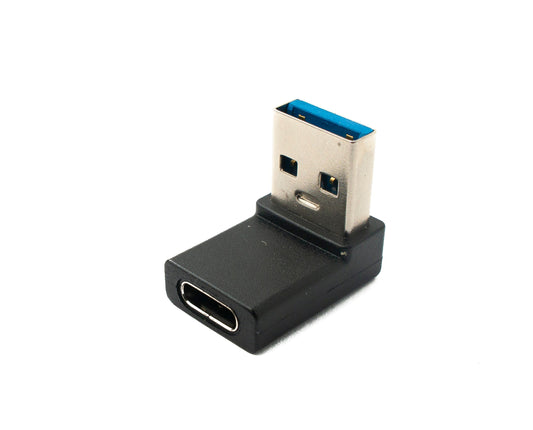 SYSTEM-S USB 3.1 Adapter Typ C Buchse zu 3.0 Typ A Stecker Kabel Winkel Schwarz