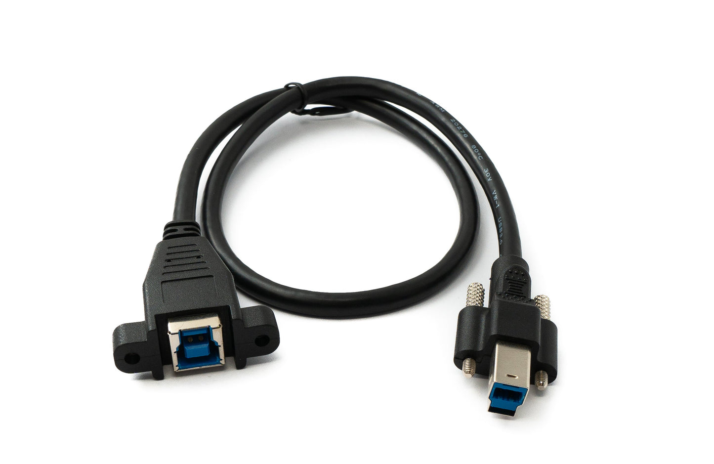 SYSTEM-S USB 3.0 cable 50 cm type B male to female screw in black