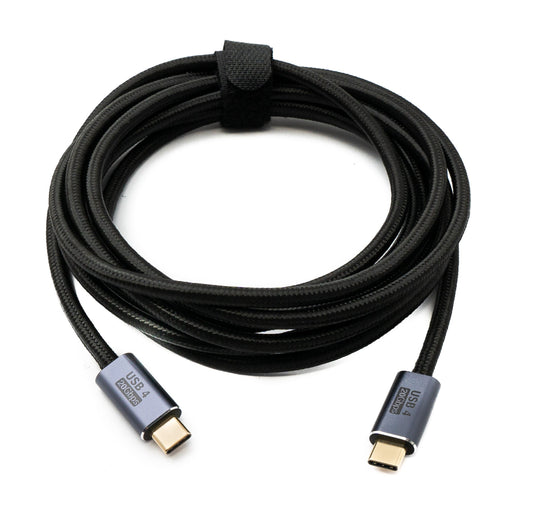 SYSTEM-S USB4 USB Kabel 300 cm Typ C Stecker zu Stecker 20 Gbit/s USB 4.0 geflochten Schwarz