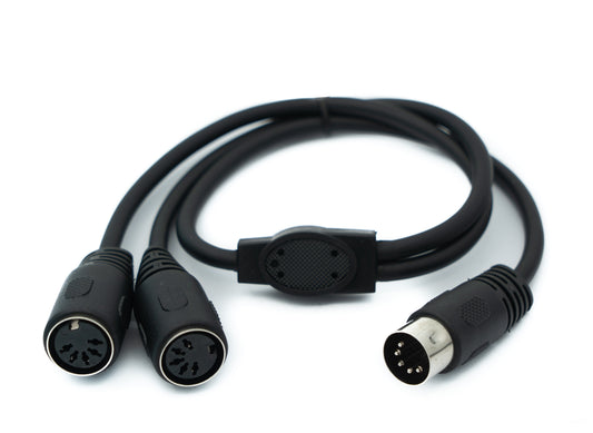 SYSTEM-S DIN Y Kabel 50 cm 5 polig Stecker zu 2x Buchse Stereo MIDI in Schwarz