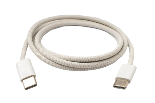 SYSTEM-S USB 3.1 Type C Cable 100 cm Male to Male 5 Gbit/s Braided White