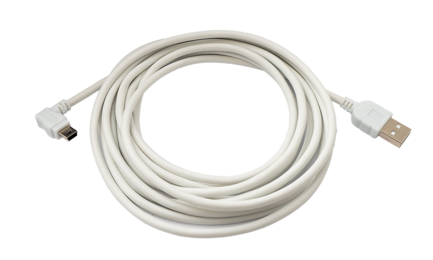 SYSTEM-S USB 2.0 snúra, 3 m, karlkyns A í karlkyns mini-B tengi, 5V, hvít