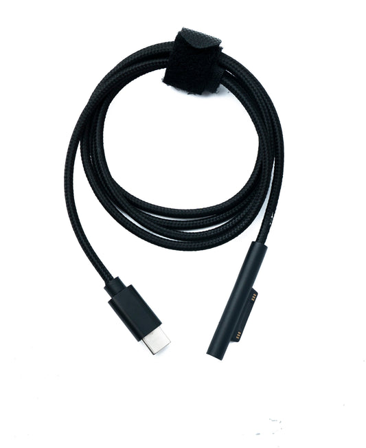 SYSTEM-S USB 3.1 Kabel 100 cm Ladekabel für Microsoft Surface geflochten in Schwarz