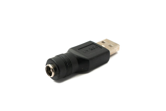 SYSTEM-S DC millistykki 20V 5,5 x 2,5 kvenkyns í USB 2.0 karlkyns snúra í svörtu