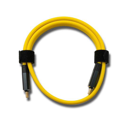 SYSTEM-S USB 3.2 Gen 2 Kabel 50 cm Typ C Stecker zu Stecker Flachkabel Gelb 20 Gbit/s 100 W