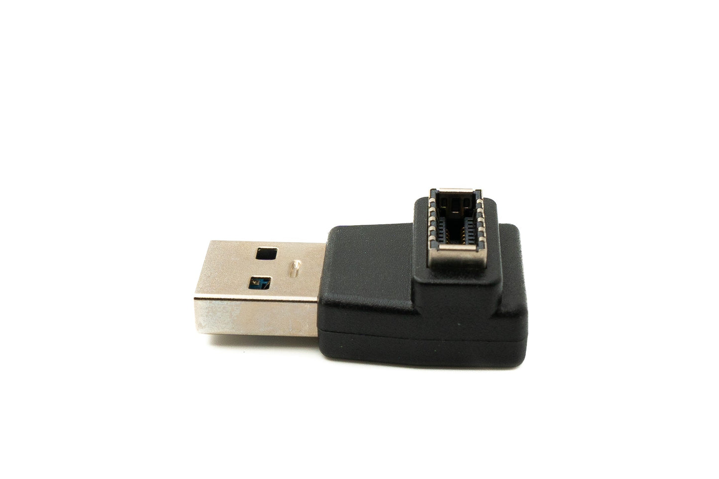 SYSTEM-S USB 3.1 adapter type E female to 3.0 type A male adapter angle in black