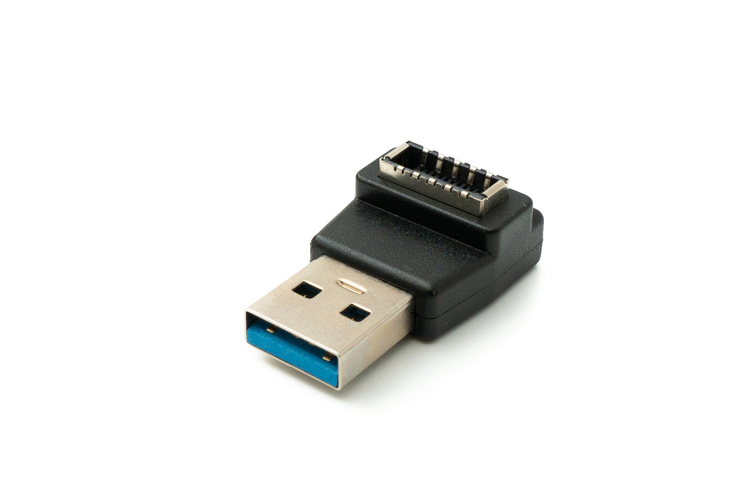 SYSTEM-S USB 3.1 adapter type E female to 3.0 type A male adapter angle in black