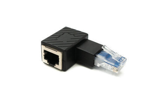 SYSTEM-S LAN Adapter RJ45 Stecker zu Buchse Winkel Ethernetadapter Kabel in Schwarz