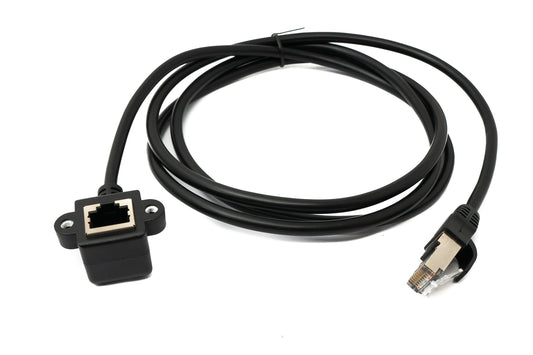 SYSTEM-S LAN Kabel 150 cm 8P8C Buchse zu RJ45 Stecker Winkel Schraube in Schwarz