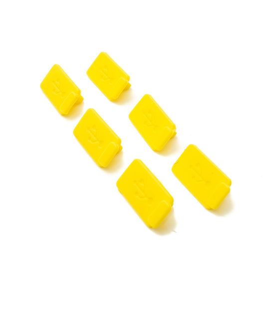 SYSTEM-S 6x USB Type A Anti Dust Protection Cover made of silicone in yellow