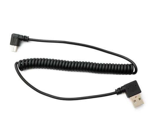 SYSTEM-S USB 2.0 Kabel 100 cm Typ A Stecker zu Mini B Stecker Spirale Winkel in Schwarz