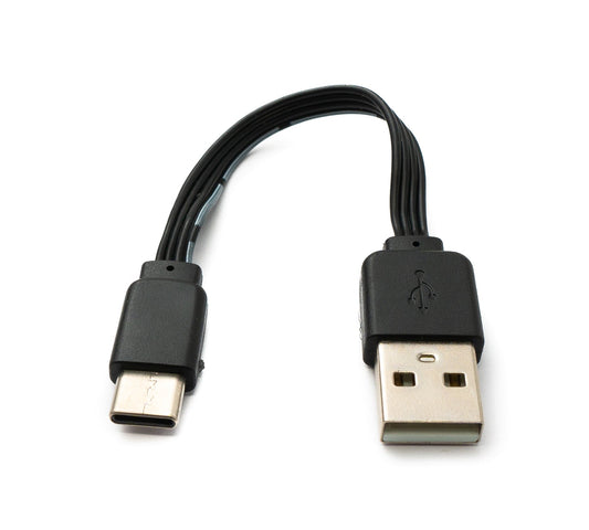 SYSTEM-S USB 3.1 Kabel 13 cm Typ C Stecker zu 2.0 Typ A Stecker flach Schwarz