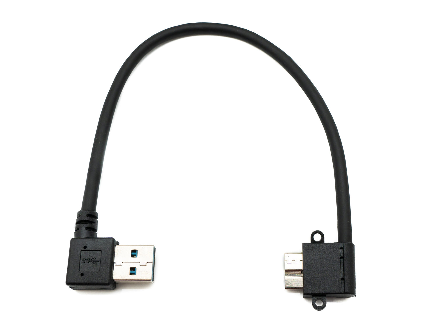 SYSTEM-S USB 3.0 snúra 25 cm Micro B tengi í Type A tengi, hallað í svörtu