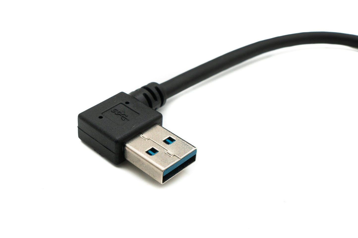 SYSTEM-S USB 3.0 snúra 25 cm Micro B tengi í Type A tengi, hallað í svörtu