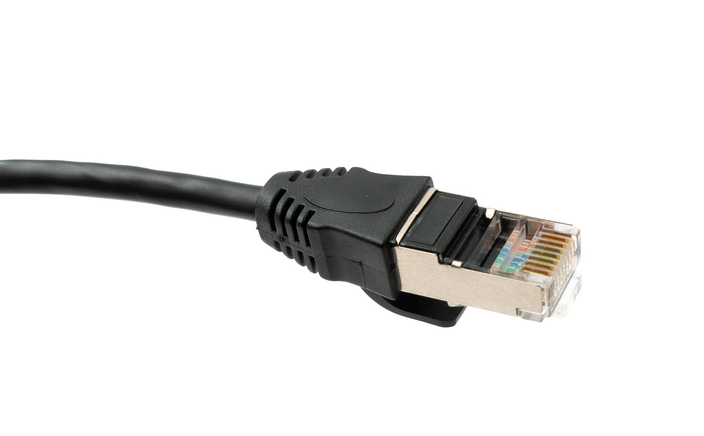 SYSTEM-S LAN snúra 100 cm 8P8C tengi í RJ45 tengi með skrúfuhorni, svört