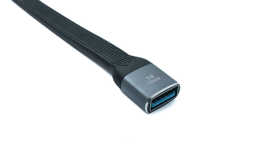 SYSTEM-S USB 3.1 Gen 2 cable 10 cm Type C female to A female flat cable 10 Gbit/s 100W