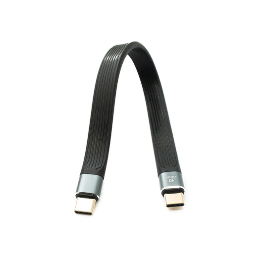 SYSTEM-S USB 3.1 Gen 2 Kabel 20 cm Typ C Stecker zu Stecker Flachkabel 10 Gbit/s 100W