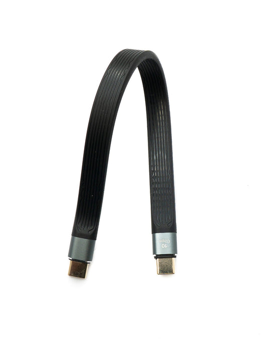 SYSTEM-S USB 3.1 Gen 2 Kabel 20 cm Typ C Stecker zu Stecker Flachkabel 10 Gbit/s 100W