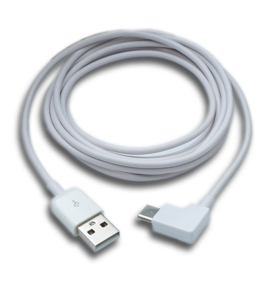 SYSTEM-S USB 3.1 snúra 200 cm Tegund C karlkyns í 2.0 A kvenkyns vinklað í hvítu